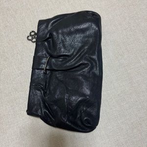 Stella & Dot genuine leather clutch.Black color. Cocktail bag.